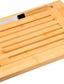 KESPER® Schneidebrett Brot-Schneidebrett, Bambus, Edelstahl, (Set, 2-St., Brett inklusive Messer), inkl. Brotmesser