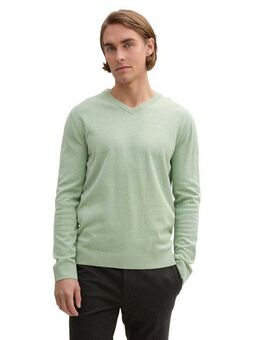 TOM TAILOR V-Ausschnitt-Pullover mit kleiner Logo-Stickerei