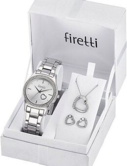 Firetti Quarzuhr, (Set, 5-tlg., mit Anhänger, Kette und 1 Paar Ohrsteckern), Armbanduhr, Damenuhr, Glassteine, ideal auch als Geschenk