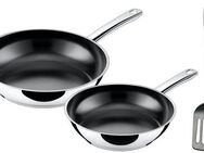Silit Pfannen-Set Talis 3-teilig, mit Pfannenwender, Bratpfanne 24, 20 cm, Cromargan® Edelstahl Rostfrei 18/10 (Set, 3-tlg., je 1 Pfanne Ø 24/20 cm, H: 5 cm), Pfanne Induktion, Edelstahl beschichtet, backofenfest bis 250 Grad