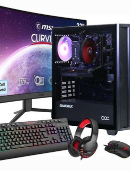 GAMEMAX MegaDeal Gaming-PC-Set Diamond BK PC-Komplettsystem (32", Intel® Core™ 5 14400F, GeForce RTX™ 4070, 32 GB RAM, 1000 GB SSD, Windows 11 + MSI G32C4 E2 Monitor Curved 80cm (32)