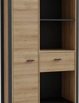 FORTE Aktenregal High Rock, mit Tür & Schublade, 3 offene Fächer, Industrial-Stil, 86x152 cm