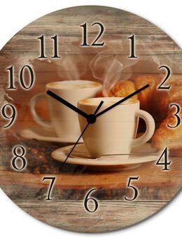Artland Wanduhr Cappuccino und Croissant (wahlweise mit Quarz- oder Funkuhrwerk, lautlos ohne Tickgeräusche)