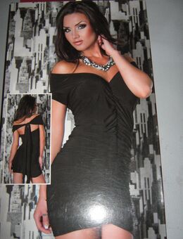 NEU * Sexy * Off Shoulder * Carmen * Träger * Cocktail * Abend * Ball * Ausgeh * Disco * Mini- Kleid "Chilirose" Gr. 38- 40/ S- M * schwarz * - Riedlingen