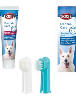 Trixie Zahncreme Rindfleischaroma - Set: Zahncreme Rindfleischaroma, Zahnpflege-Fingerlinge, Zahnpflegespray