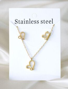 ☝️☝️☝️Set: Halskette + Ohrringe Edelstahl Gold, Herzen, Zirkonia, NEU ⭐⭐⭐⭐⭐ - Gersthofen
