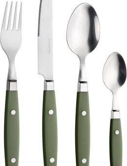 PINTINOX Besteck-Set Country (24-tlg), 6 Personen, Edelstahl 18/0, Kunststoff, Kunststoffgriff in Holzoptik, spülmaschinengeeignet