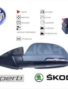 AUSSENSPIEGEL RECHTS EL BEH KON SKODA SUPERB 2 3T4 3T1857508BK9B9 - Dortmund Wickede
