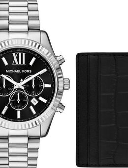 MICHAEL KORS Chronograph LEXINGTON MK1091SET, (Set, 2-tlg., mit Kartenmäppchen), Quarzuhr, Armbanduhr, Herrenuhr, Edelstahlarmband