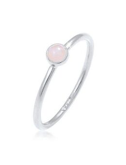 Elli Fingerring Rosenquarz Edelstein Stabelring 925er Silber