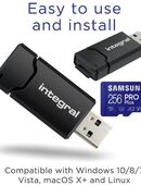 USB 3.1 Typ A, Speicherkartenleser integral MicroSD Laufwerk, Samsung PROPlus MicroSDXC 256GB, mit einer Datenübertragung von bis zu 160MB/s, inklusive SD-Adapter in 90763
