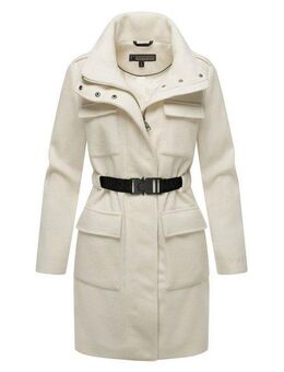 Marikoo Kurzmantel Tanokoo Eleganter Übergangsmantel mit großen Taschen und Stretch-Gürtel