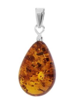 OSTSEE-SCHMUCK Kettenanhänger Ostsee-Schmuck Anhänger Tropfen ca. 17 mm lang - Silber 925/000 (1-tlg)