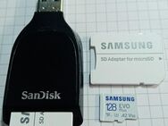 Speicherkartenleser - SD Laufwerk, SanDisk, USB 3.0 Typ A, MicroSDXC 128GB, Samsung EVOPlus, A2, V30, U3, 4k, mit einer Datenübertragung von bis zu 130MB/s, inklusive SD-Adapter - Fürth