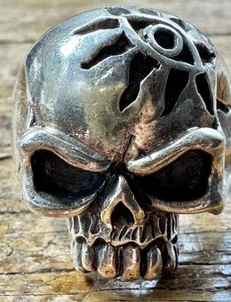 Vintage Totenkopfring mit Augensymbol Silber 925 Skull Ring Gr 64 - Köln