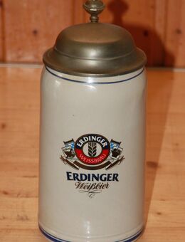 Erdinger Weissbräu Weißbier Bierkrug mit Deckel 1 L Keramik Steingut Steinzeug Rastal - Borken