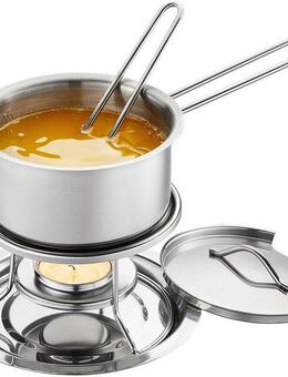 GEFU Sauteuse CALORIC SET, Edelstahl 18/10 (Set, 6-tlg., inkl. Stövchen, Teelicht, Stieltopf mit Deckel, Servierlöffel), Set mit Stövchen