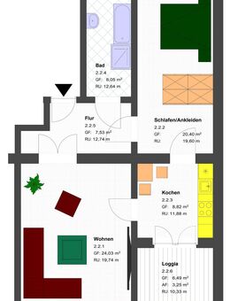 ERSTBEZUG - geräumige 2-Raum Altbauwohnung mit Loggia - Görlitz