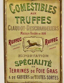 Altes Geprägtes Reklame Blechschild Blech Plakat für Trüffel 1910 - Köln
