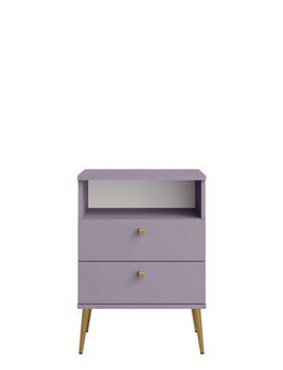 Home affaire Nachttisch Elyria, Metallgriffe, FSC-zertifizierter Holzwerkstoff (Nachtkommode B/T/H 50/34/69cm), mit 2 Schubladen, 1 offenes Fach, viele Farben mit goldfb. Details