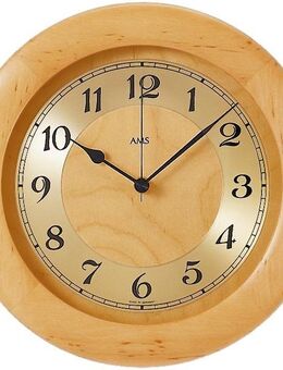 AMS Funkwanduhr F5809/16 (Quarzuhr,Holz,Glas,Erle,Wohnzimmer,Esszimmer,Küche,Made in Germany)