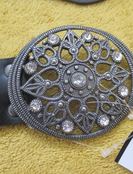 NEU mit ETIKETT * Swarovski * Glitzer- Kristalle * Schmuck * Schnalle * Nieten * Leder- Imitat * Taillien * Gürtel * antik- silber * schwarz * black * Gothic * - Riedlingen