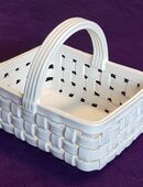 Vintage gewebter Keramik Korb, sehr edel, weiß glasiert, siehe Abbildungen, Italien 80ziger Jahre, vielseitig einsetzbar in 88161