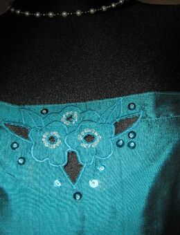 NEU * Edel * Original * DESIGNER * VINTAGE * Blumen * Blüten * Stickerei * 100% Seide * Abend * Spaghetti- Träger- Top * Gr. 40- 42/ M * petrol* - Riedlingen Zentrum