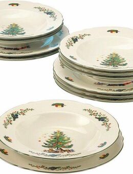Seltmann Weiden Tafelservice Teller Set, Geschirr-Set Marie-Luise Weihnachten, Advent (12-tlg), 6 Personen, Porzellan, Teller-Set, Suppenteller Made in Germany, 12 Teile, für 6 Personen