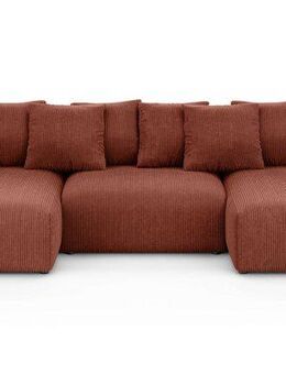 Home affaire Wohnlandschaft LAKESIDE mit Bettfunktion und Bettkasten, Maße B/T/H: 332,5/142/84 cm, U‑Form mit vielen Kissen und Wellenunterfederung