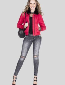 Cipo & Baxx Bomberjacke Jacke mit modischen Kunstfellkragen