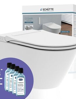 Schütte Dusch-WC CESARI Premium, wandhängend, Abgang waagerecht, Komplett-Set, spülrandlos