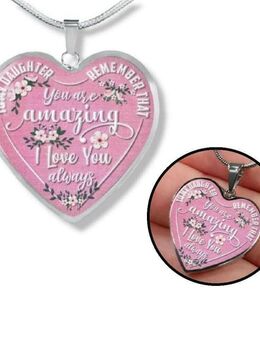 Halskette mit Anhänger Rosa Herz Geschenkidee für Tochter vom Mutter und Vater  10,90 €* - Villingen-Schwenningen