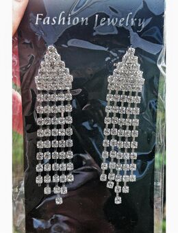 sexy STRASS Ohrhänger mit Glitzer / Strass Steinchen, 7 cm Statement Ohrringe - eyecatcher - Bruchköbel