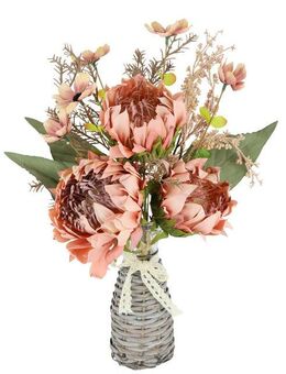 Kunstblume Protea Strauß in Vase, I.GE.A., Höhe 45 cm, Artischocken Blumensträuße Seidenblume Dekoblume Bouquet Herbstdeko