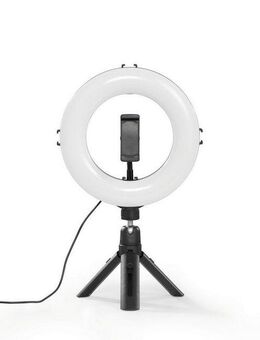 Hama Ringlicht LED Ringleuchte mit Stativ für Handy, Webcam, Mikrofon, Videokonferenz