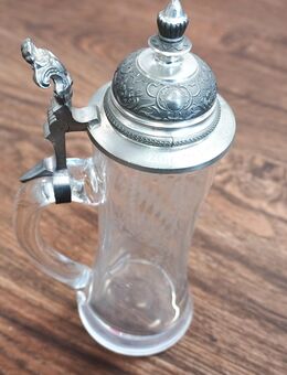 Glasbierkrug 0,5l, mit Glasschliff- und Zinndeckelgravur, Sammler-und Dekostück - München