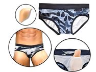 Herren Badehose Camouflage mit Abnehmbare Push-Up Pad Männer Polster Badeslip Grau 26,90€* - Villingen-Schwenningen