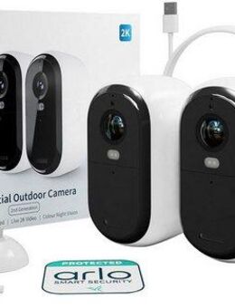 ARLO Smart Home Kamera ESSENTIAL 2K Outdoor Kamera 3er-Pack (Außenbereich, Innenbereich, Packung)