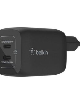 Belkin BoostCharge Pro 65 Watt Dual USB-C GaN Charger USB-Ladegerät (3000 mA, Ladegerät mit 2x USB-C Anschlüssen (Laptops, Tablets, Smartphones)
