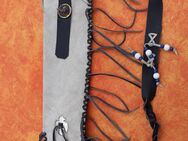 015 - Flötentasche (Flute Bag) Leder Tasche (Leather Bag) - Neu - Länge ca. 56/54 cm Farbe: grau "Vintage-Style!" - Schiltach