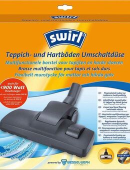 Swirl Bodendüse Swirl® Teppich- und Hartboden Umschaltdüse, Zubehör für Fast alle handelsüblichen Staubsauger mit rundem Staubsaugerrohr (außer VORWERK + DYSON). Miele, Siemens, Bosch, AEG, Philips, Kärcher, (Packung, 2-tlg)
