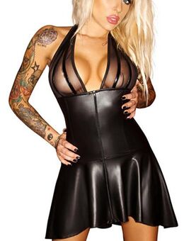 Noir Handmade Wetlook-Kleid mit Powernet - Größe S bis XL - Lotte