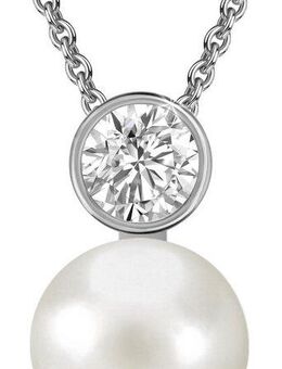 Firetti Kette mit Anhänger Schmuck Geschenk Silber 925 Halsschmuck Halskette Ankerkette, Made in Germany - mit Zirkonia (synth) - mit Süßwasserzuchtperle