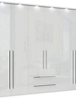 Places of Style Drehtürenschrank Piano, inklusive Rahmen und Beleuchtung, soft-close-Funktion (viele Breiten zur Auswahl, 226cm hoch, mit jeweils 2 Schubladen) beige oder weiß, UV lackiert, Hochglanzfronten, FSC-zertifiziert