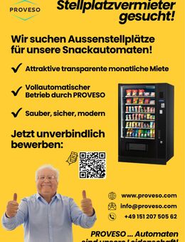 Suchen Stellplätze für 24/7 Outdoor Snackautomaten - Aachen