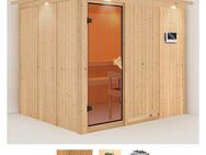 Karibu Sauna Gitte, BxTxH: 245 x 210 x 202 cm, 68 mm, (Set) 9-kW-Ofen mit externer Steuerung