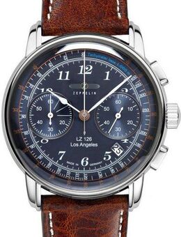 ZEPPELIN Chronograph LZ 126 Los Angeles 7614-3, Armbanduhr, Quarzuhr, Herrenuhr, Datum, Stoppfunktion, Made in Germany