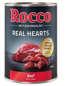 Rocco Einzeldose 1 x 400 g - Probierpreis! - Real Hearts: Rind mit ganzen Hühnerherzen
