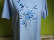 Shirt M 38/40 Basic einfaches T-Shirt blau Blume Damenshirt kurzarm Kurzarmshirt - Mühlberg (Elbe) Zentrum